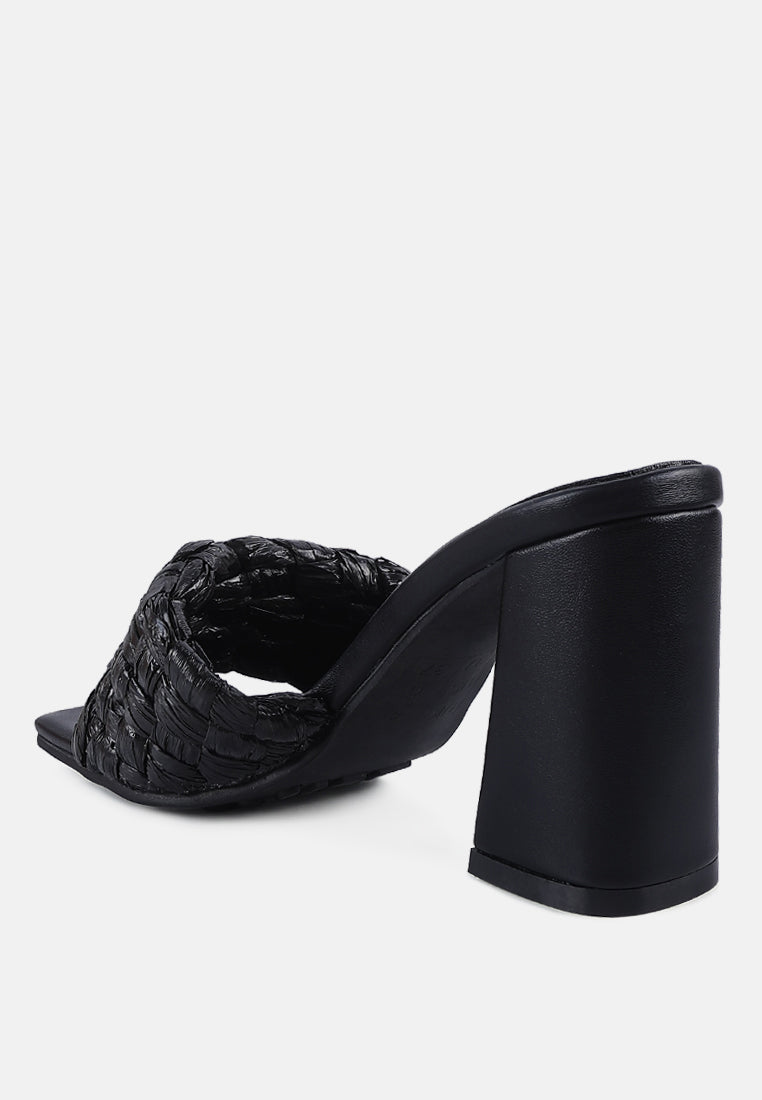 pout pro braided raffia block sandal#color_black
