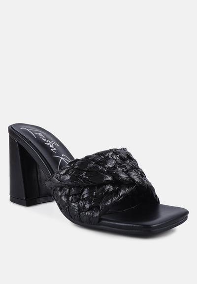 pout pro braided raffia block sandal#color_black
