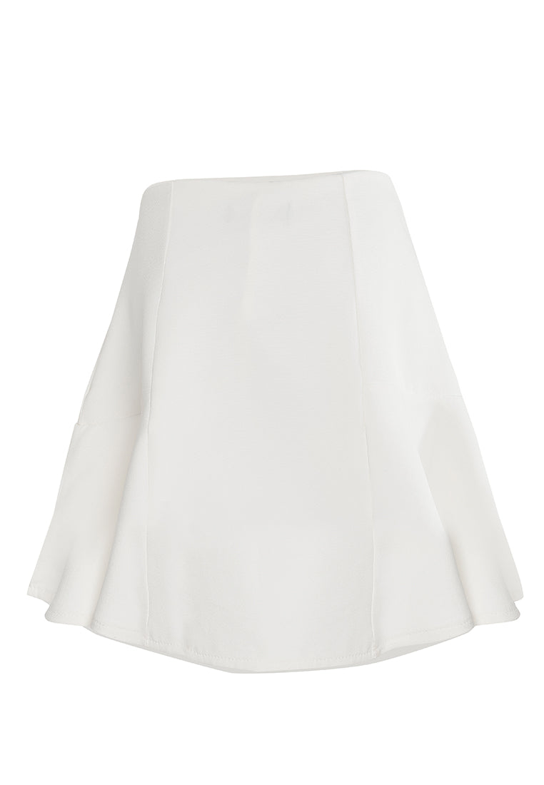 panelled flared mini skirt by ruw#color_off-white