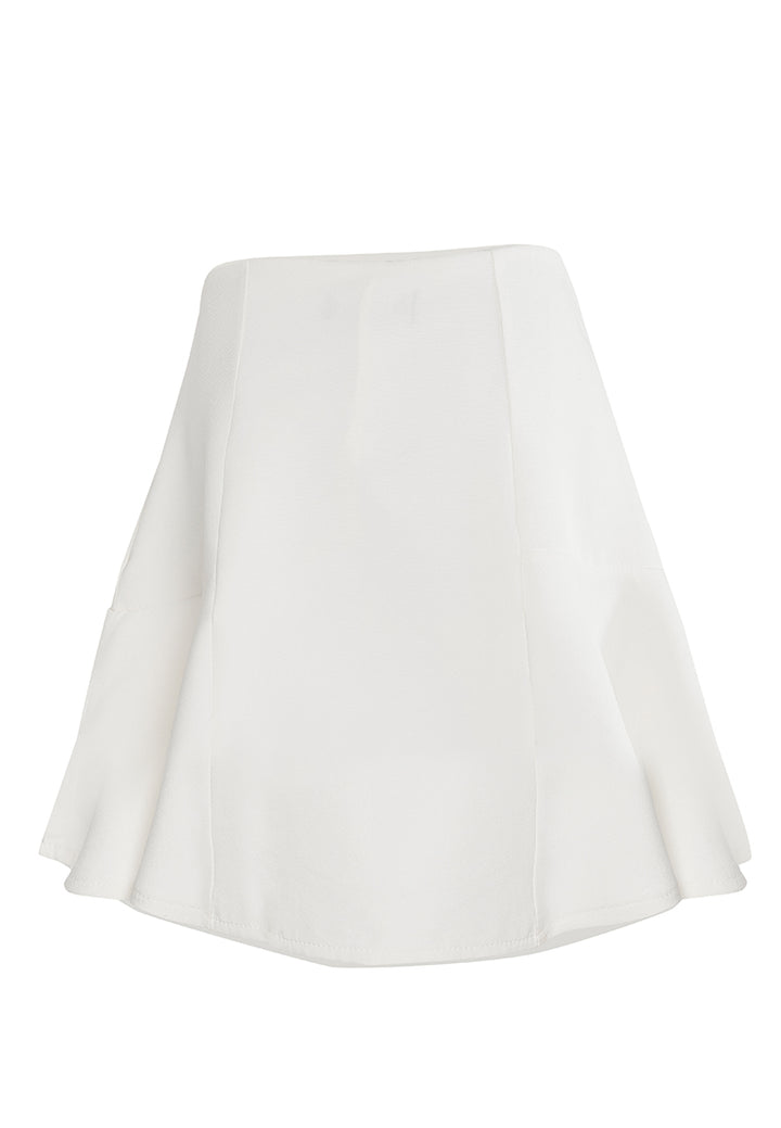 panelled flared mini skirt by ruw#color_off-white