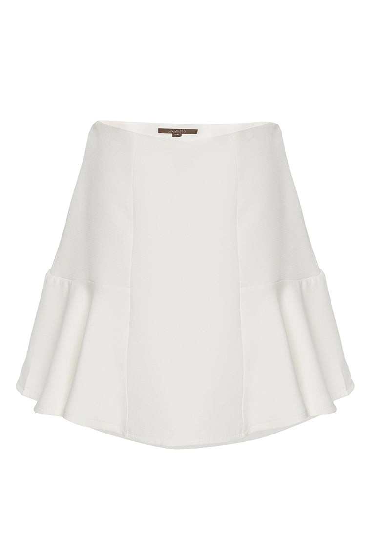 panelled flared mini skirt by ruw#color_off-white