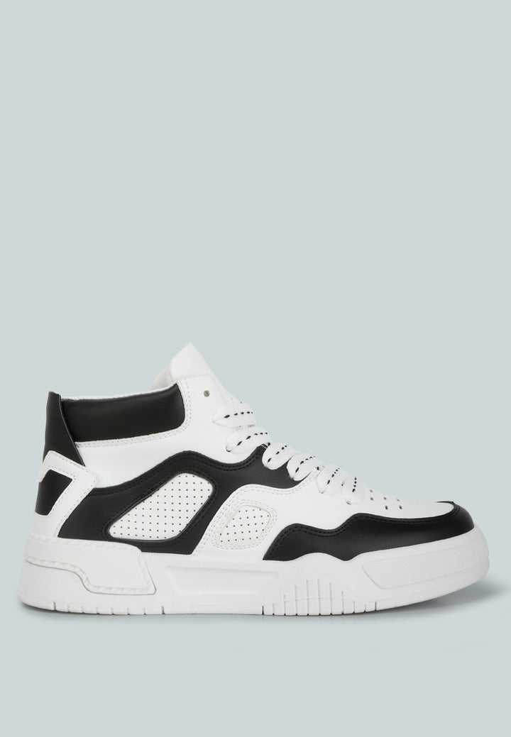 panelling detail ankle length sneakers#color_black-white