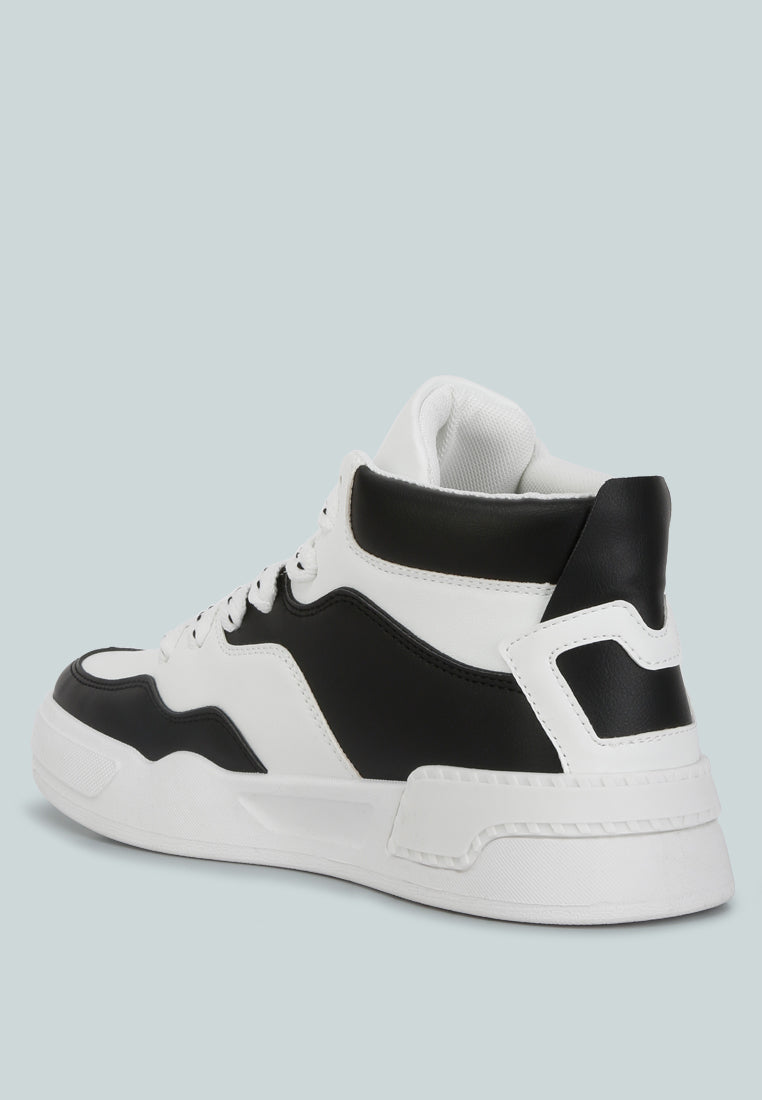 panelling detail ankle length sneakers#color_black-white