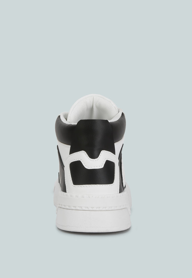 panelling detail ankle length sneakers#color_black-white