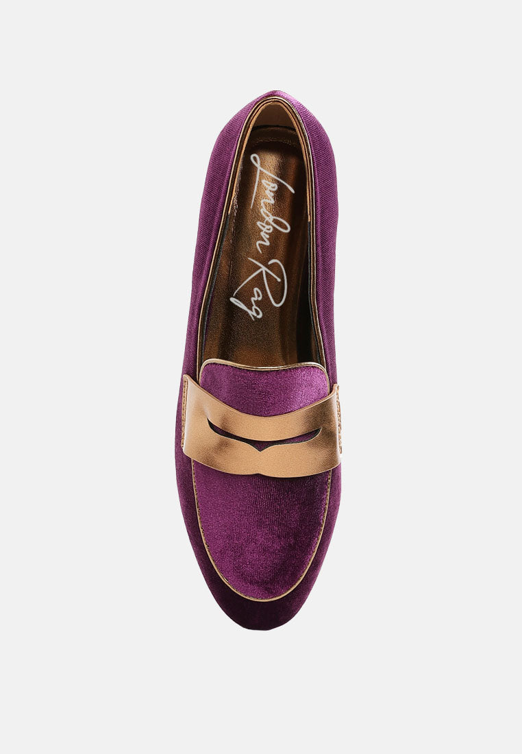 penny strap velvet loafers by mode#color_purple