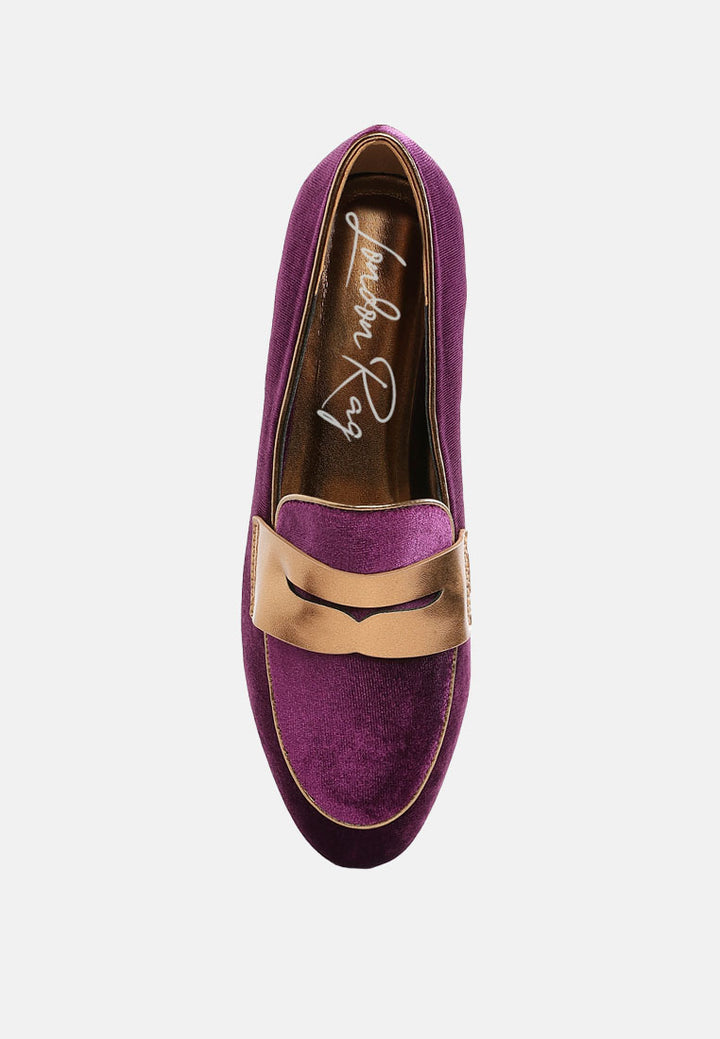 penny strap velvet loafers by mode#color_purple