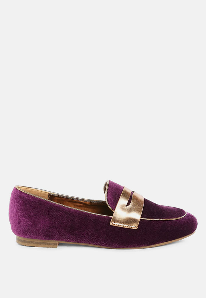 penny strap velvet loafers by mode#color_purple
