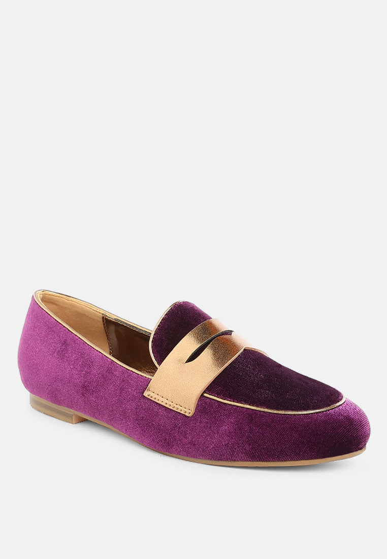 penny strap velvet loafers by mode#color_purple