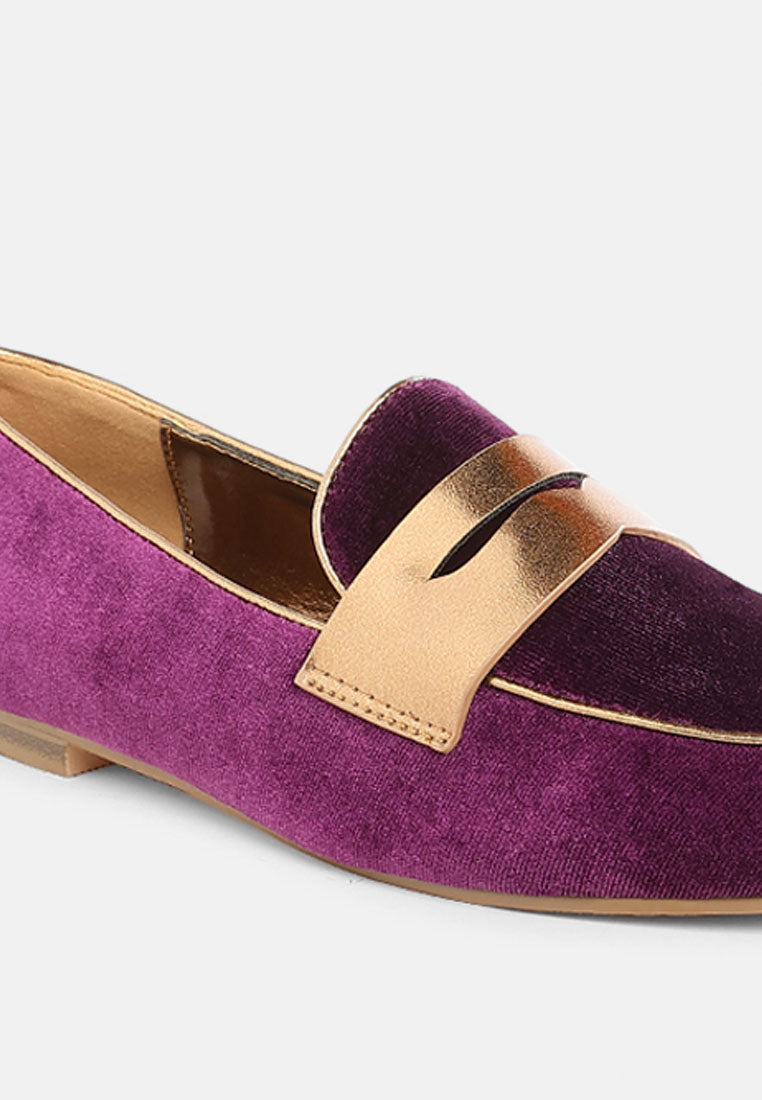 penny strap velvet loafers by mode#color_purple