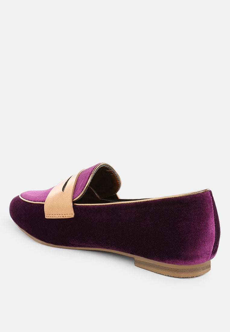 penny strap velvet loafers by mode#color_purple
