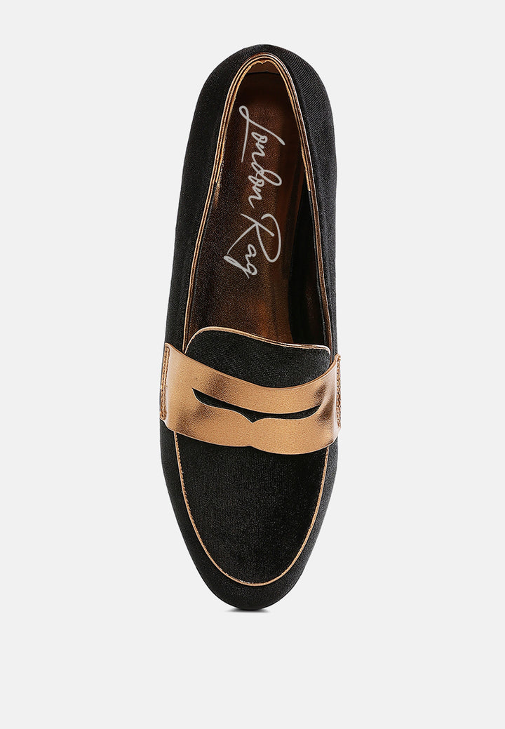 penny strap velvet loafers by mode#color_black