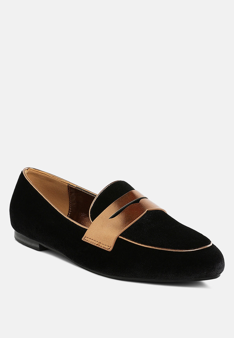 penny strap velvet loafers by mode#color_black