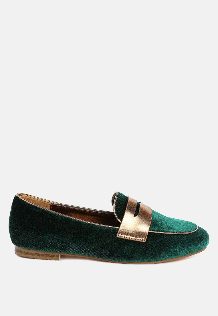 penny strap velvet loafers by mode#color_green
