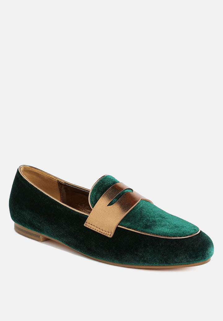 penny strap velvet loafers by mode#color_green