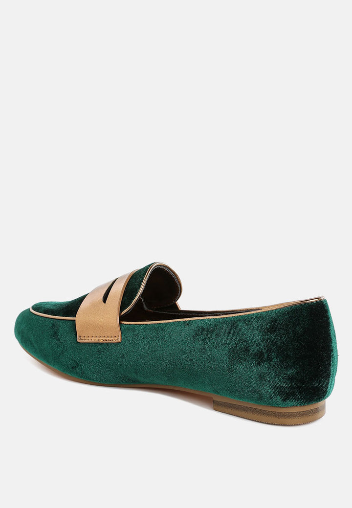 penny strap velvet loafers by mode#color_green