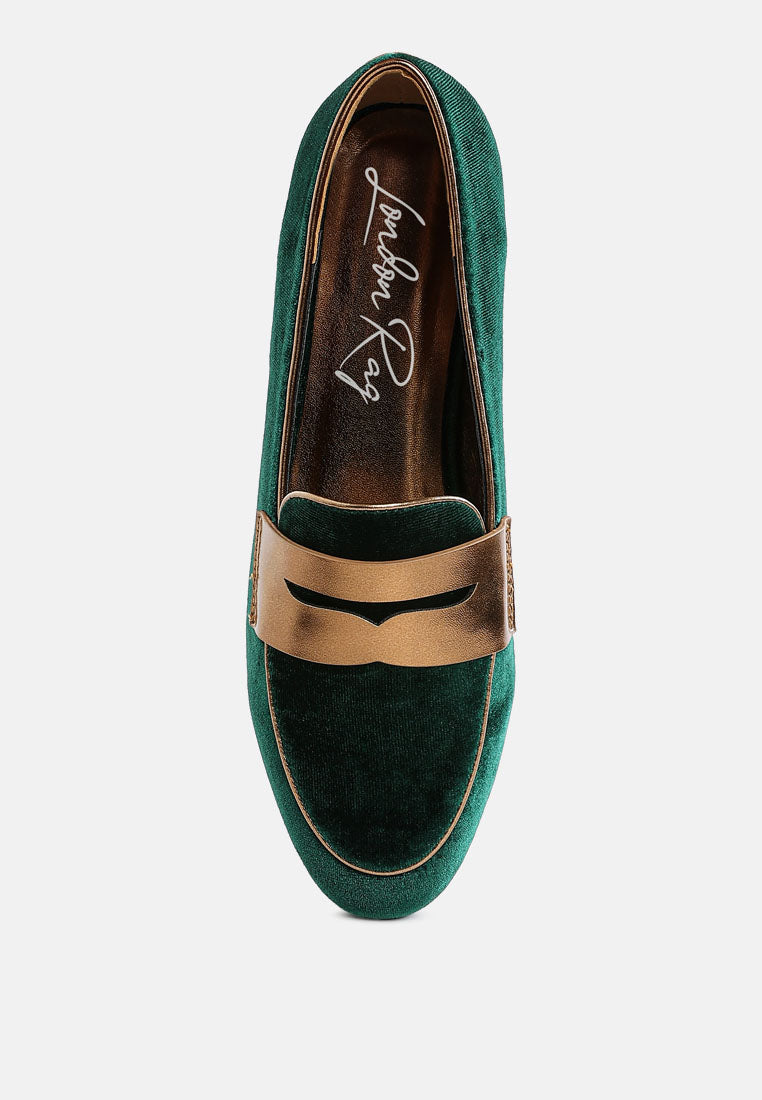 penny strap velvet loafers by mode#color_green