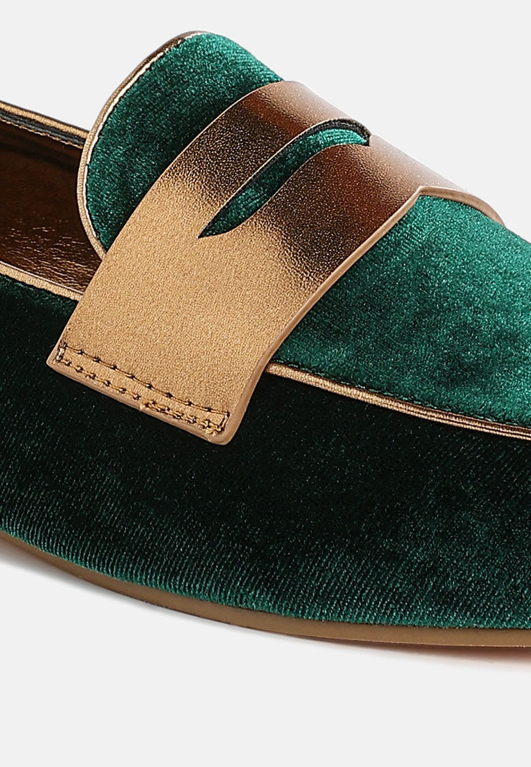 penny strap velvet loafers by mode#color_green