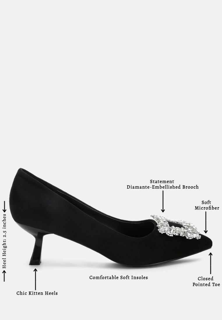 peyton brooch-embellished heel pumps#color_black-suede