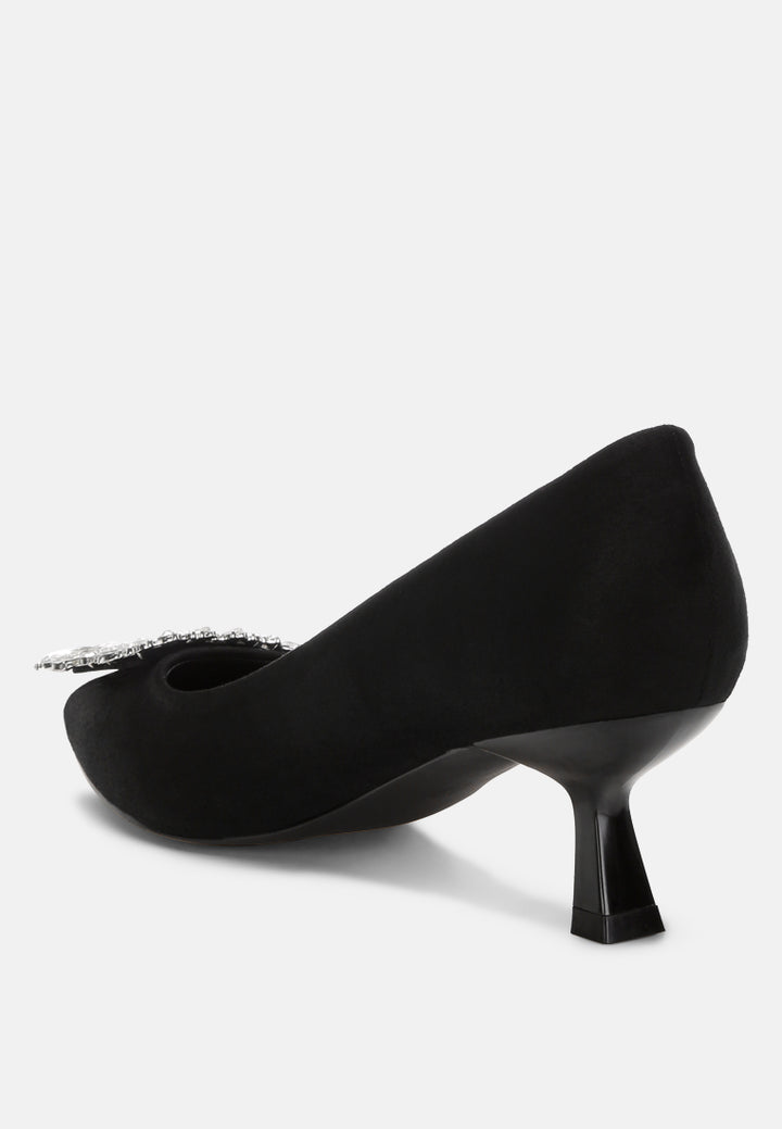 peyton brooch-embellished heel pumps#color_black-suede