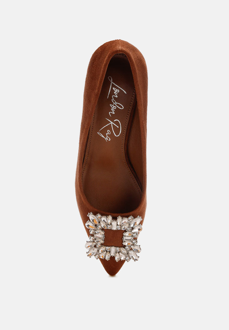 peyton brooch-embellished heel pumps#color_brown-suede