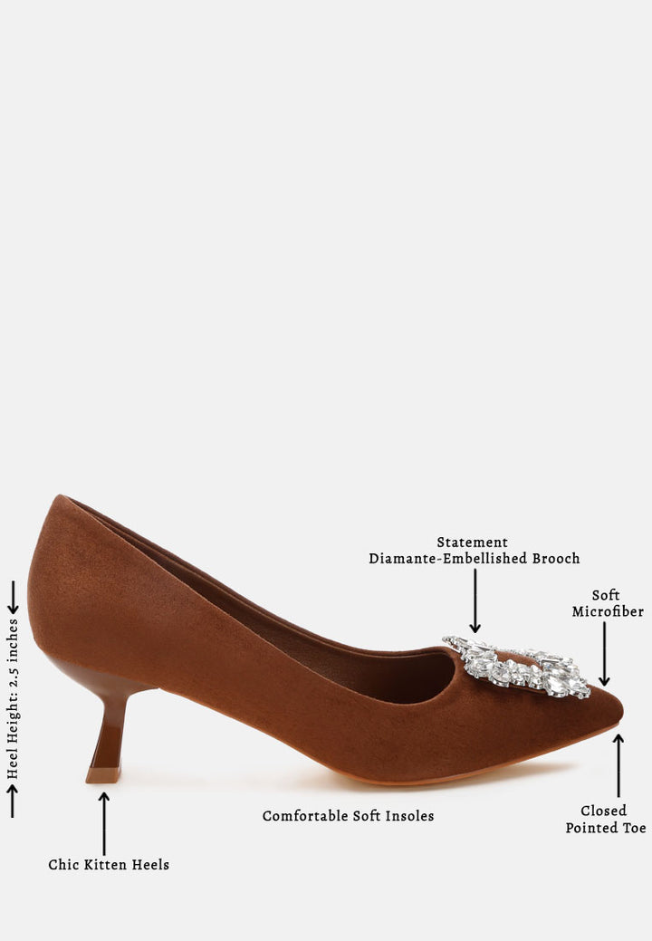 peyton brooch-embellished heel pumps#color_brown-suede