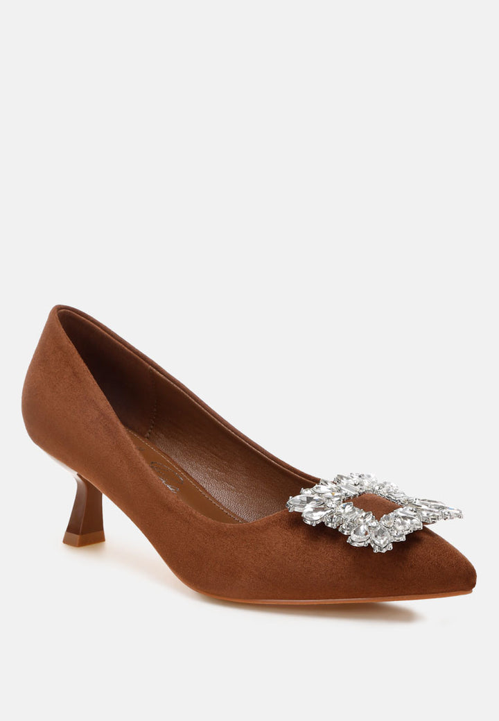 peyton brooch-embellished heel pumps#color_brown-suede