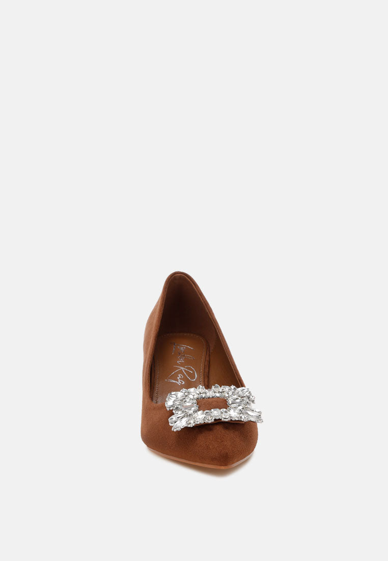 peyton brooch-embellished heel pumps#color_brown-suede