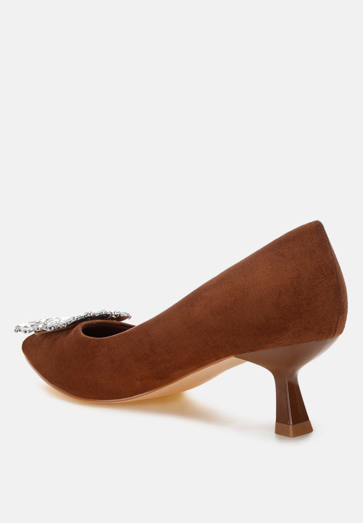 peyton brooch-embellished heel pumps#color_brown-suede