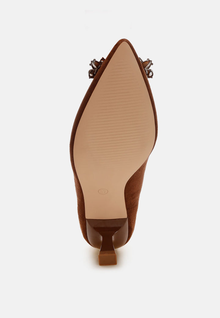 peyton brooch-embellished heel pumps#color_brown-suede