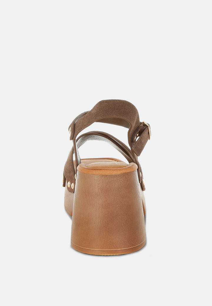 pikansa studded real suede clog sandals by mode#color_brown