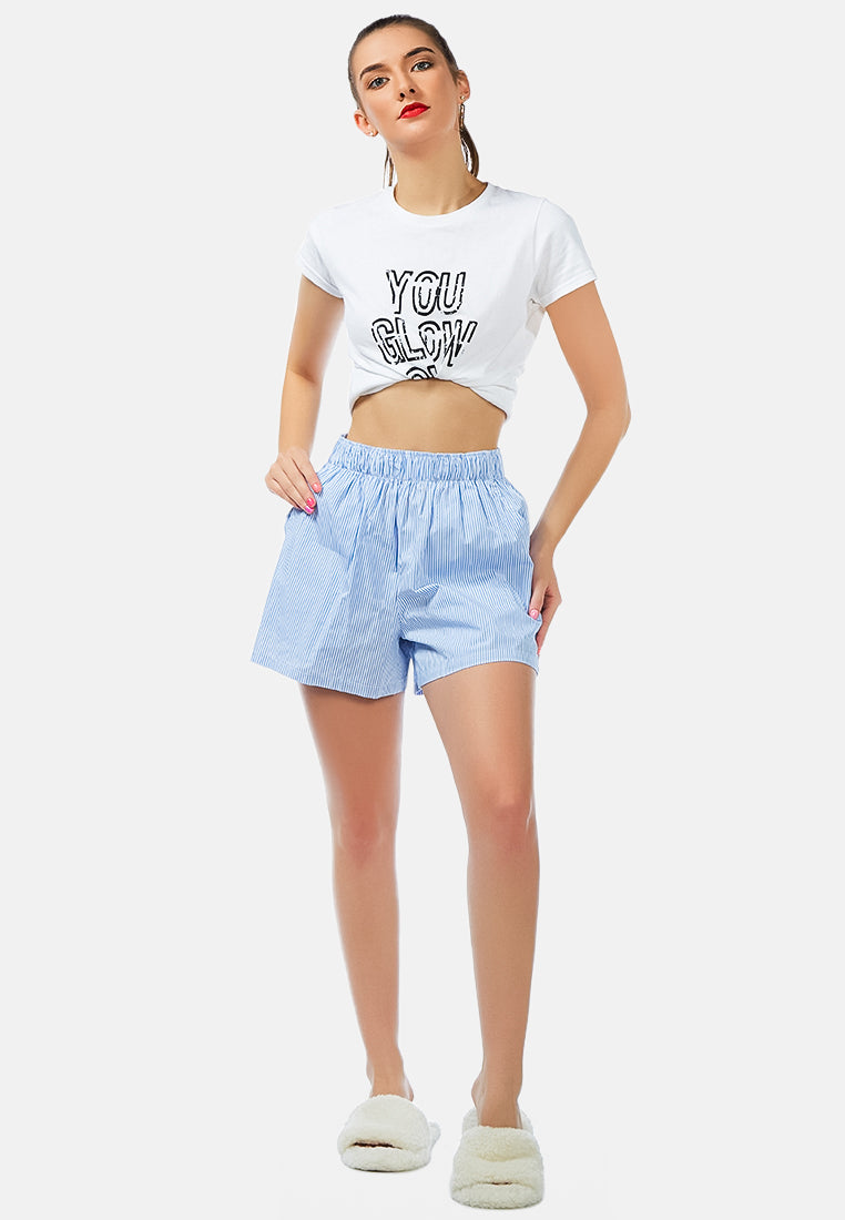 pin-stripes casual shorts in blue#color_blue