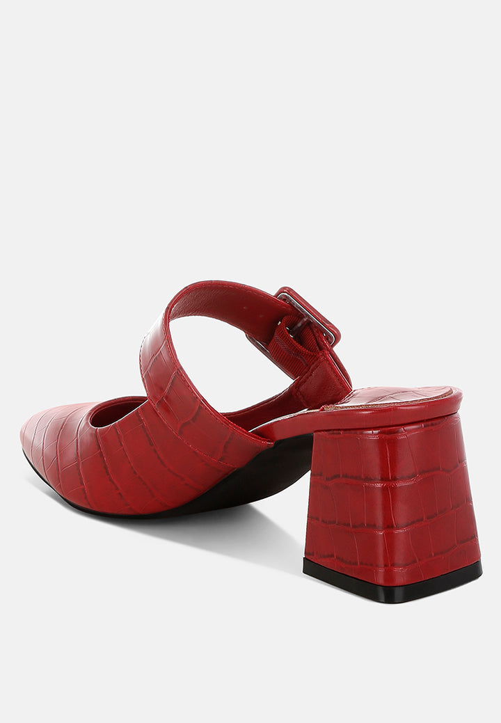 pinacola croco buckle strap detail mules#color_dark red