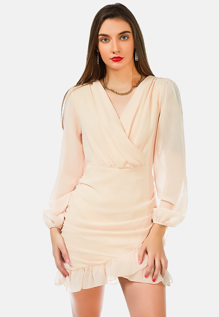 bodycon ruched wrap dress by ruw#color_pink