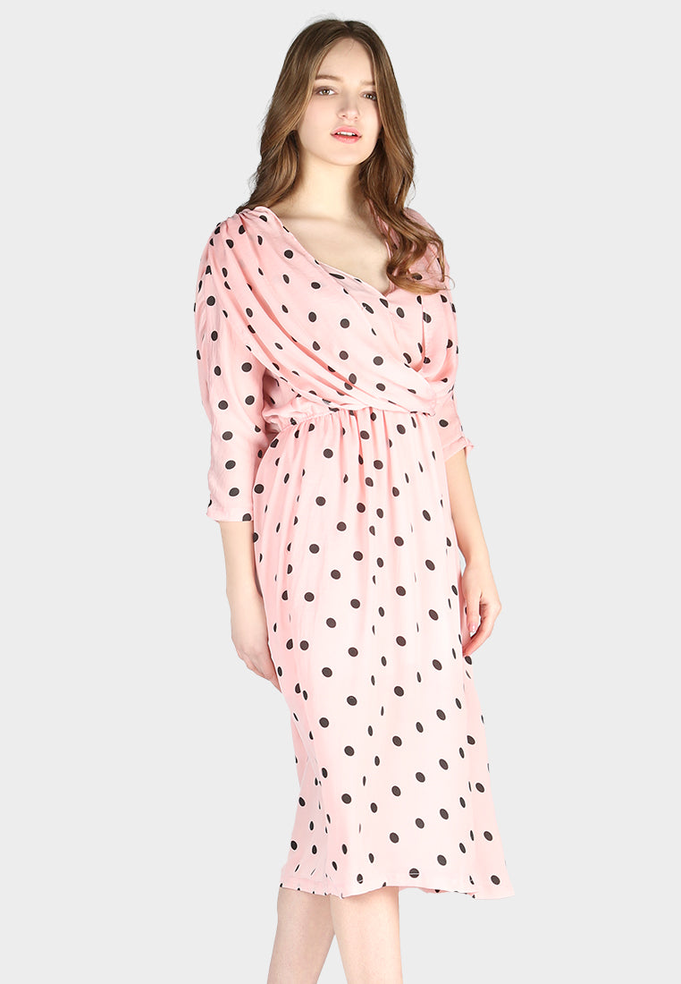 polka dot dress#color_pink
