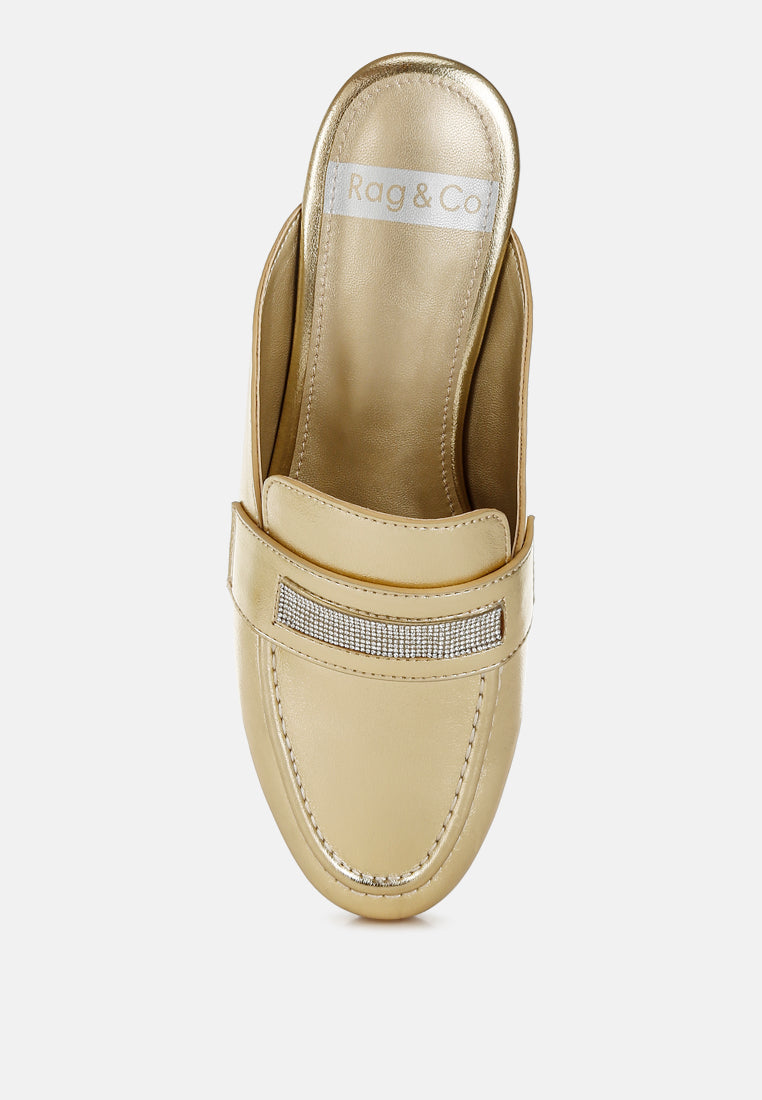 rhinestones slip on mules by ruw#color_gold