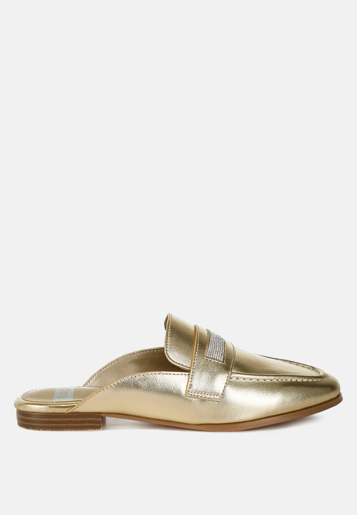 mules sin cordones con pedrería piscola#color_gold