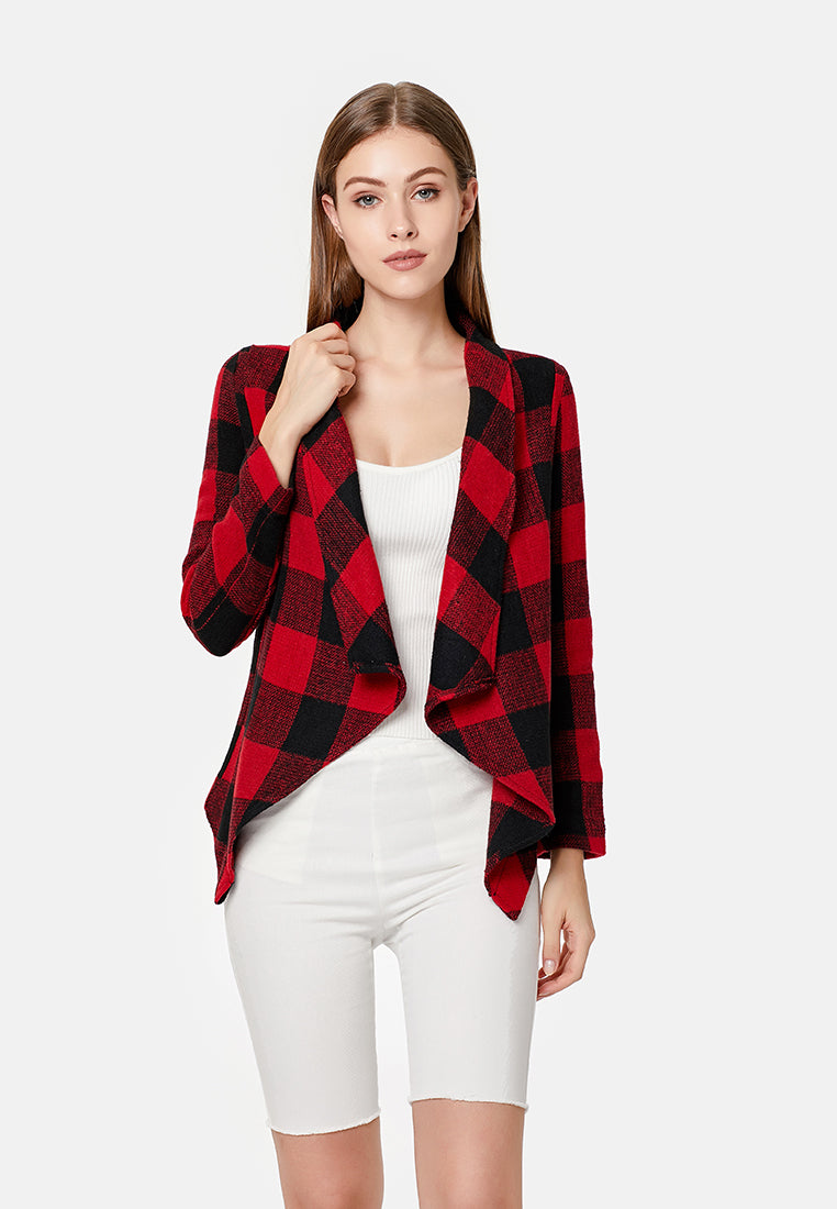 chessboard waterfall jacket#color_red-black