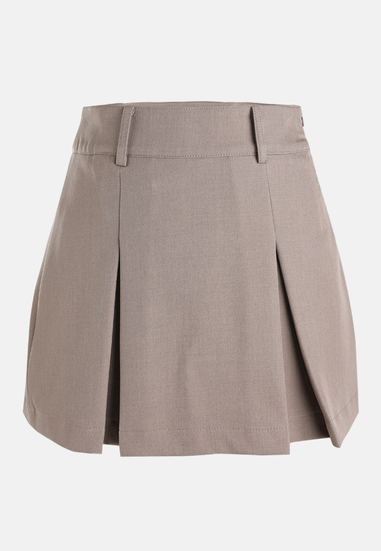 pleated mini skirt#color_mocha