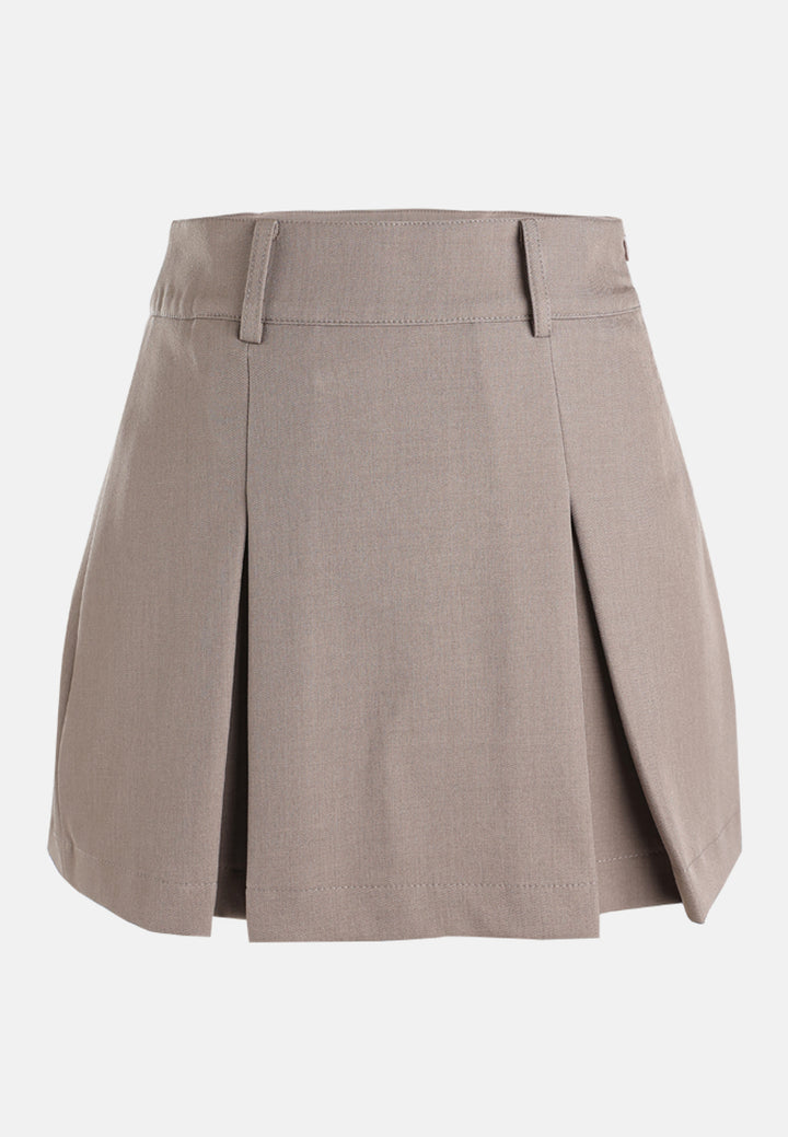pleated mini skirt by ft#color_mocha