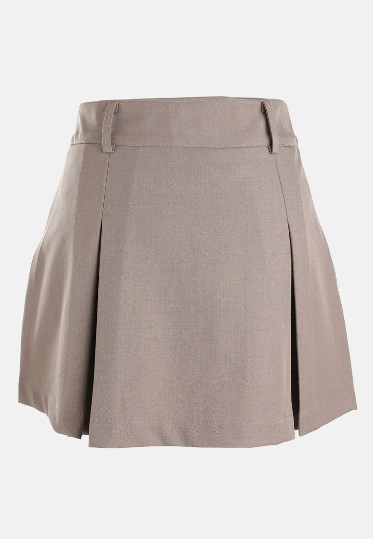 pleated mini skirt by ft#color_mocha