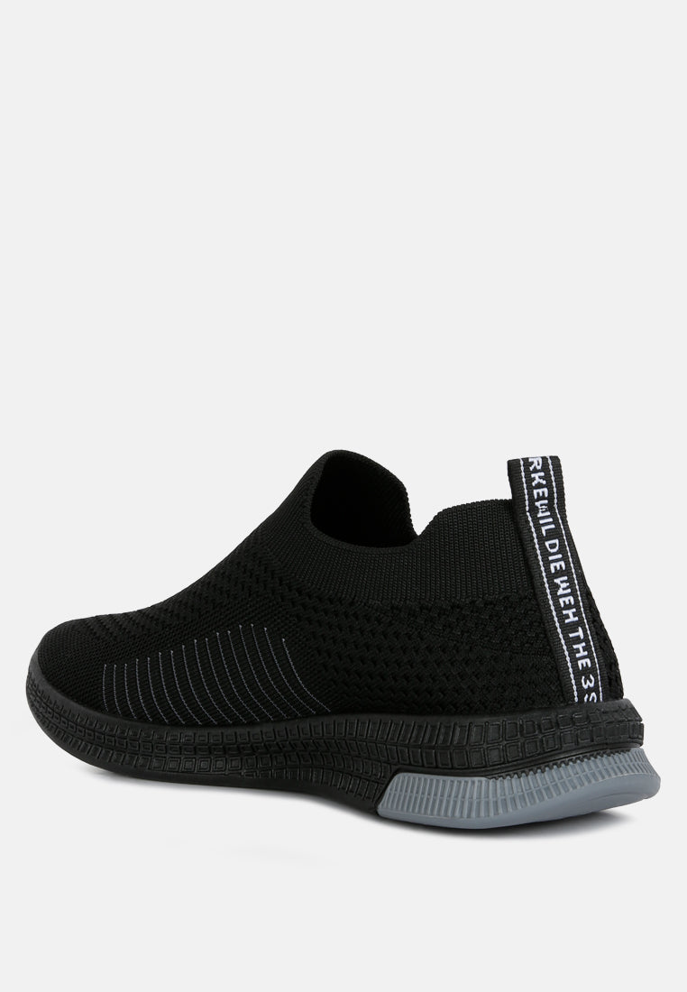 Plumers Knitted Slip On Walking Shoes#color_black