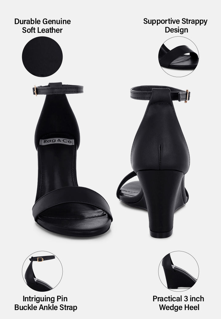 pobora genuine leather slim wedge heel sandals#color_black