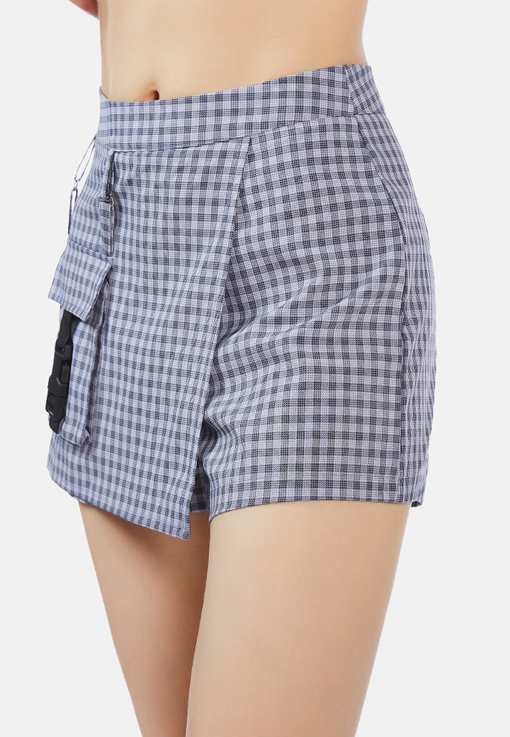 pocket of candies chequered skort#color_baby-blue