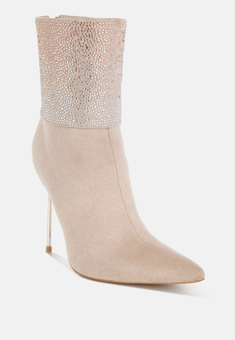 rhinestones embellished foldover boots by ruw#color_beige