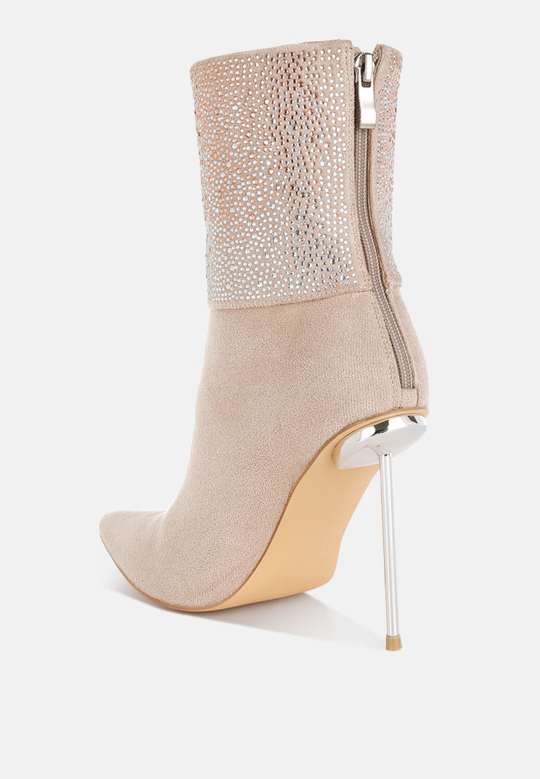 rhinestones embellished foldover boots by ruw#color_beige