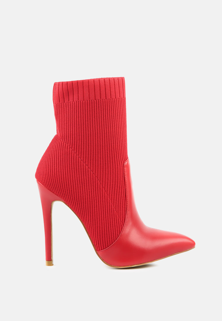 teagan pointed toe stretch high heeled ankle boots#color_red
