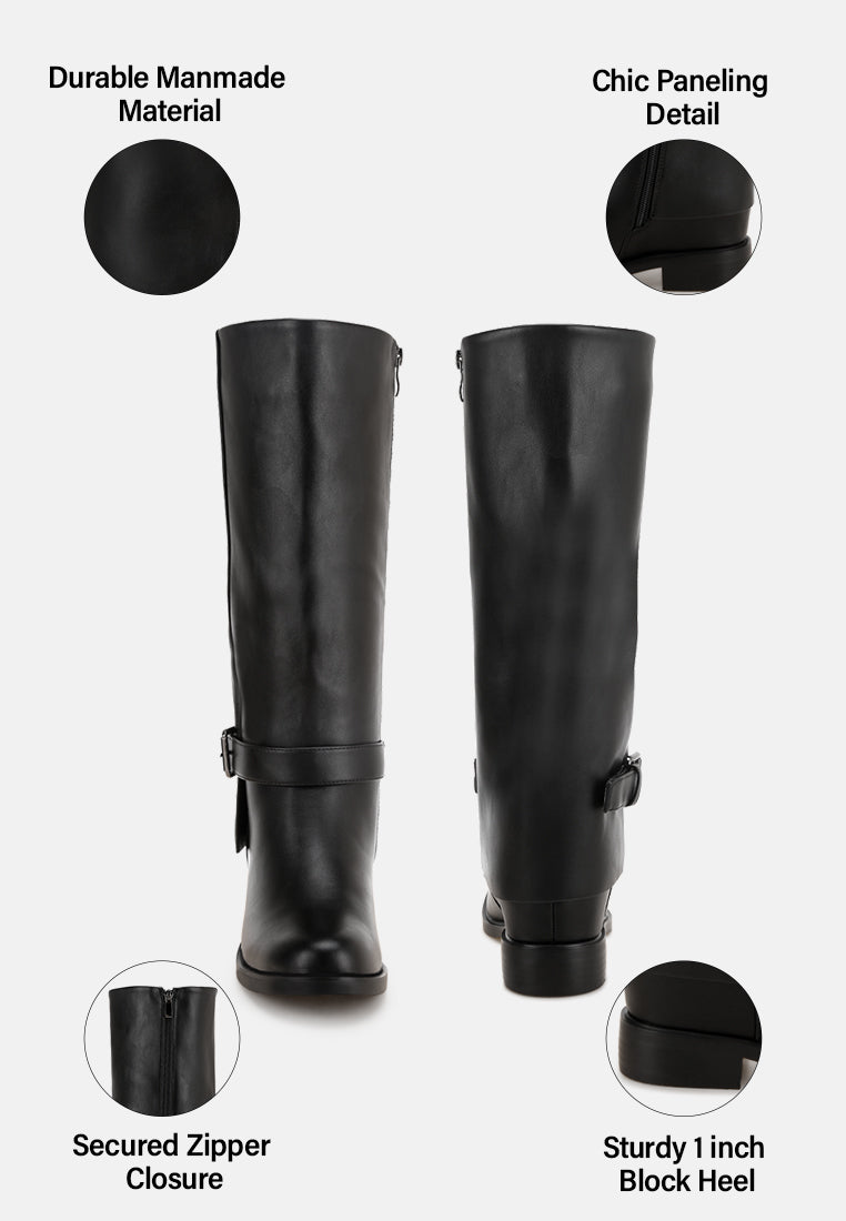 Antonia Wrap Around Buckle Detail Boots#color_black-smooth