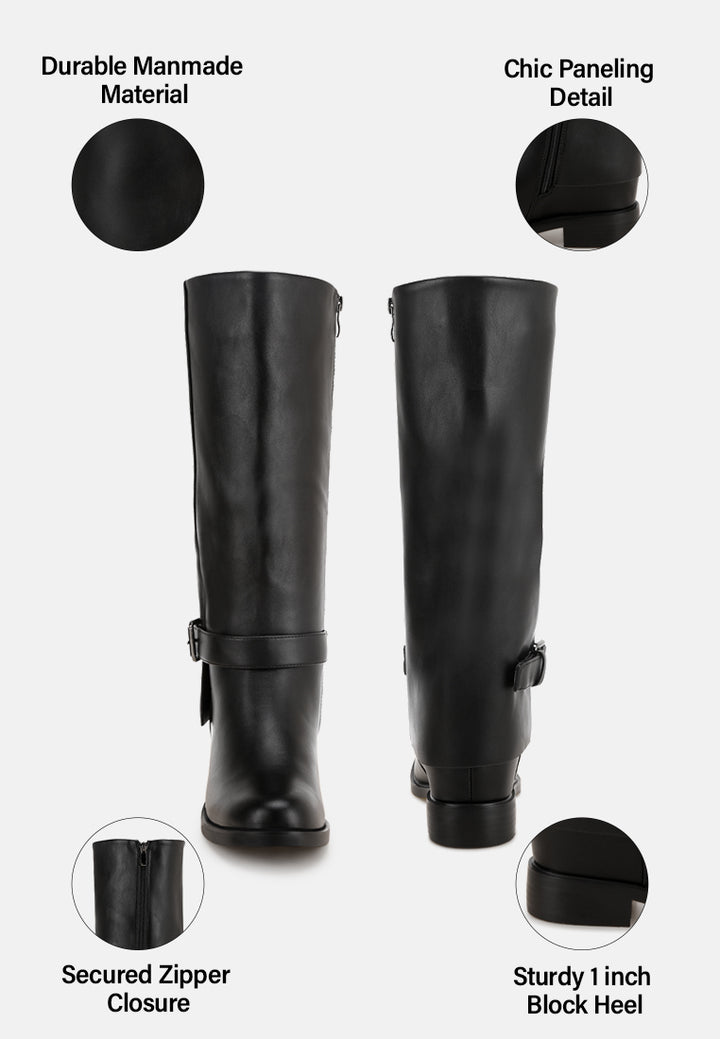 Antonia Wrap Around Buckle Detail Boots#color_black-smooth