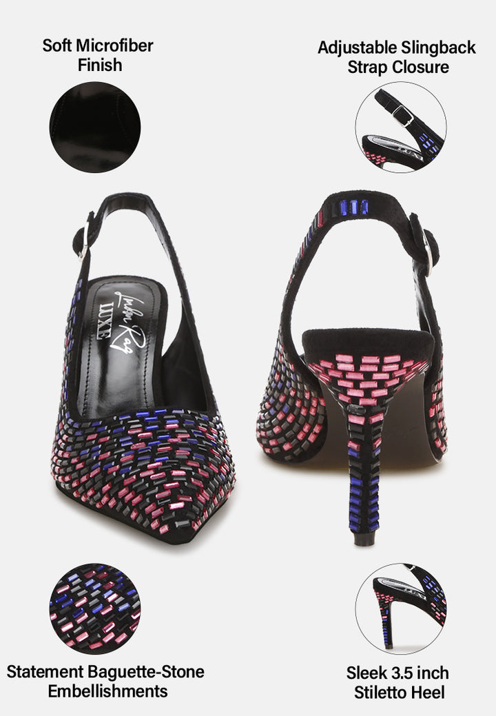 lutina rhinestones embellished slingback sandals#color_black-multi