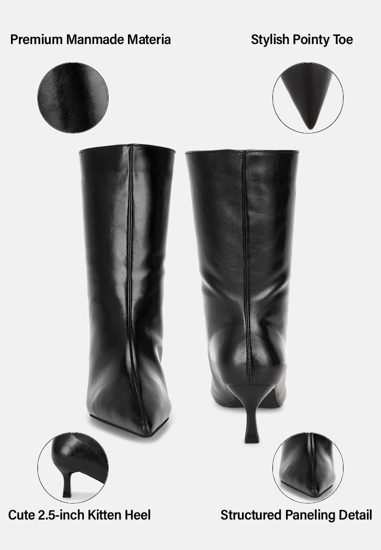 Bumbles Kitten Heel Pointed Toe Boots#color_black-smooth